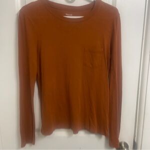 Madewell Lightweight Burnt Orange Long Sleeve Tee Shirt Womens Small